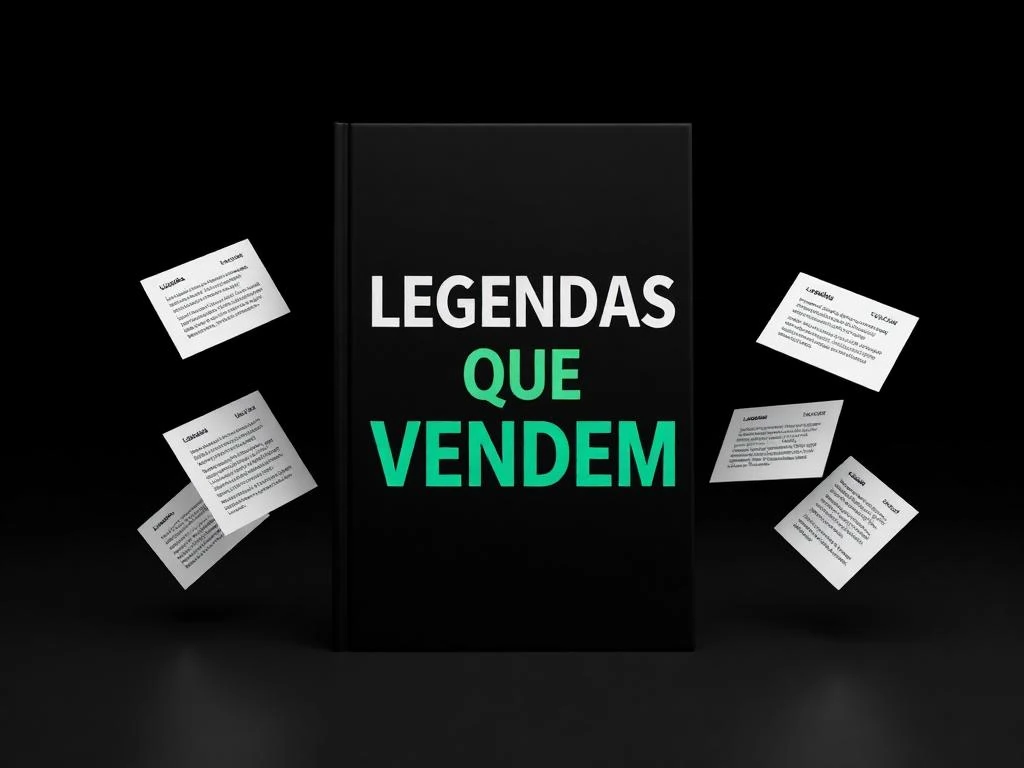 Mockup do material Legendas que Vendem com capa preta