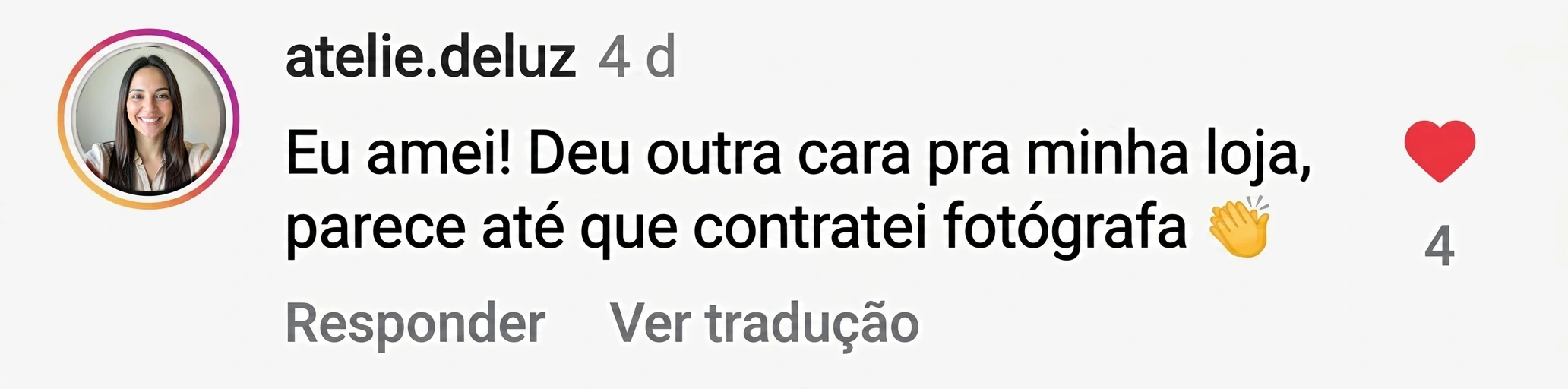 Comentário de cliente no Instagram sobre o ProveiFy