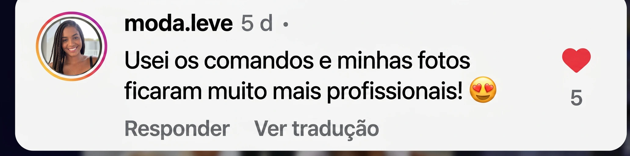 Comentário de cliente no Instagram sobre o ProveiFy